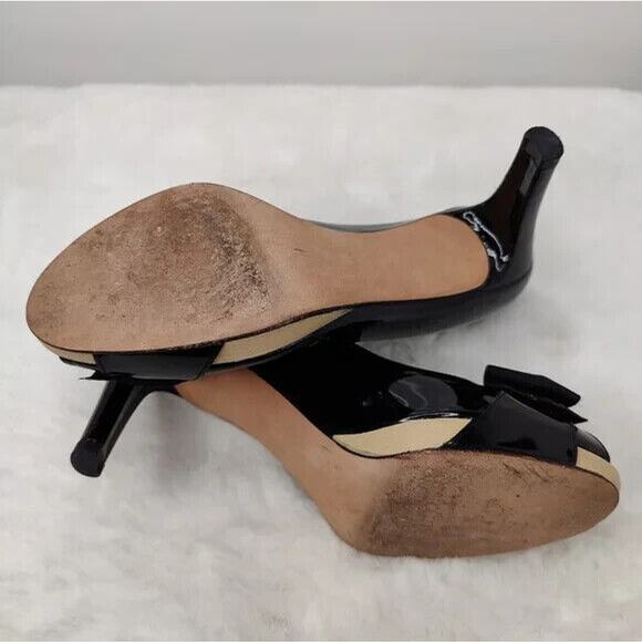 Black patent leather Stuart Weitzman Peep Toe Pumps sz 7.5 - Picture 5 of 7